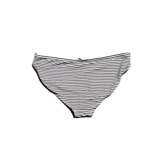 CONVERSE Black & White Striped Low Rise Bikini Bottom W/ Rope Accent Size M - Picture 2 of 3